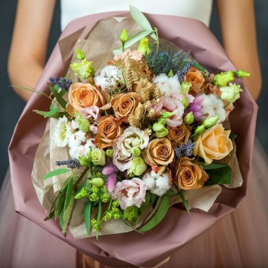 Букет с розами Пожелание богатства. Серия Магия денег