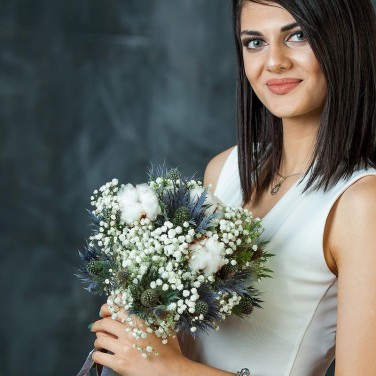 Букет невесты из хлопка и эрингиума. Серия Магия успеха