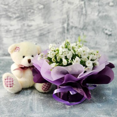 Композиция с кампанулой в упаковке