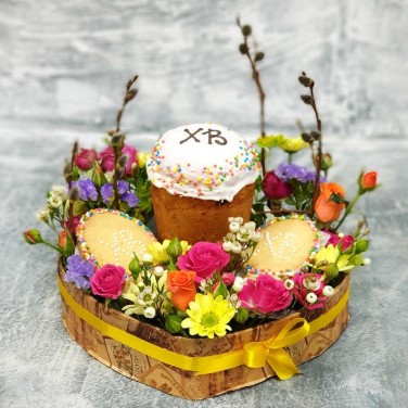 Композиция из роз и вербы - Пасхальная