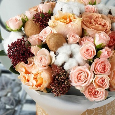 Цветочная шляпная коробка с хлопком Ореховый дессерт