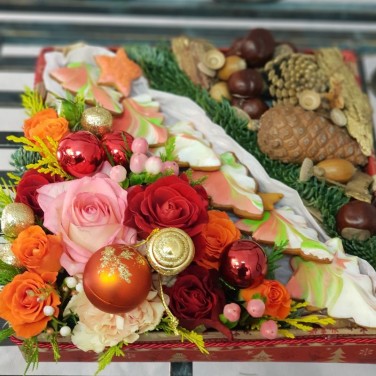 Новогодняя композиция с пряниками-ёлочками