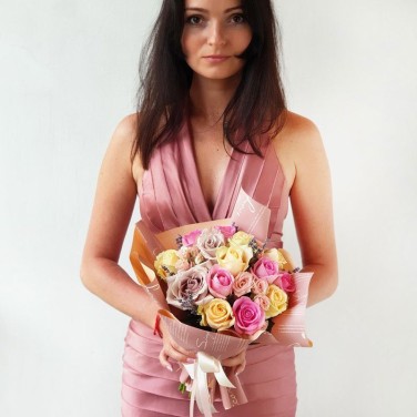 Букет из нежных розочек и лаванды Вдохновение