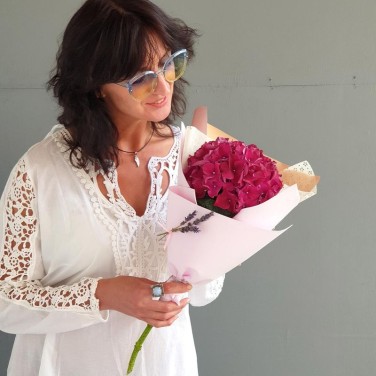 Букет из гортензии с лавандой