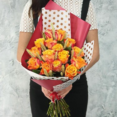 Букет из 15 рыжих роз