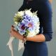 Свадебный букет из гортензии, роз, клематиса Голубая Лагуна