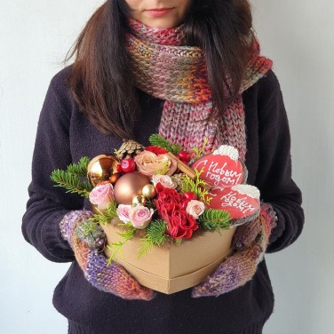 Сердечко из роз, корицы и печенья С Новым Годом