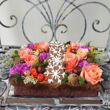 Зимняя композиция с печеньями Счастливые Мышки