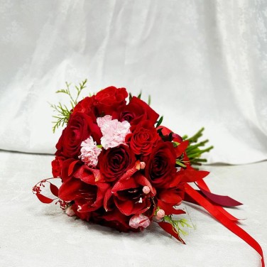 Свадебный букет из амарилисов, роз, эвкалипта - Моя Страсть