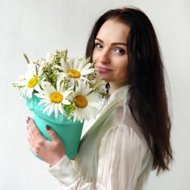 Шляпная коробка с ромашками и пшеницей - Ромашковое утро