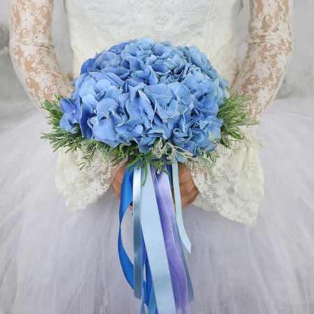 Свадебный голубой букет с гортензией Небесный взор