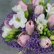 Нежный букет невесты из тюльпанов, фрезий и гипсофилы Творение Весны