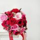Букет невесты с розовыми и красными розами