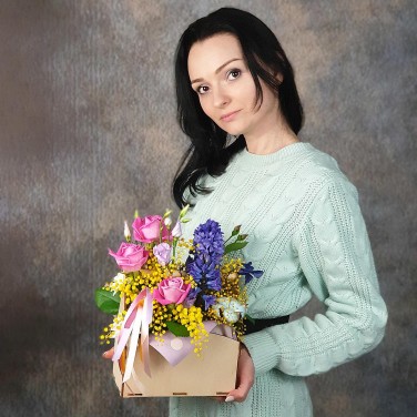 Композиция в ящичке Ожидание весны