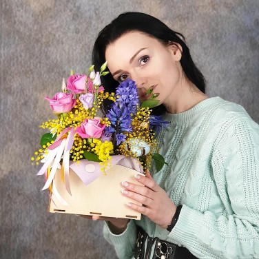 Композиция в ящичке Ожидание весны