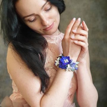 Сине-белый браслет для невесты или подружек невесты Лазурит