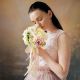 Букет невесты из пионовидных роз, эустомы и зелени - Нежный Вальс
