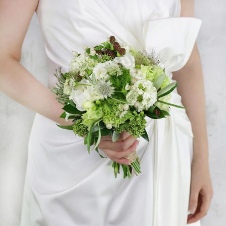 Букет невесты рустик бело-зеленый