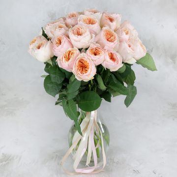 Букет из 25 пионовидных роз Джульетта
