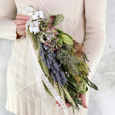 Веник из лаванды, капса и сухоцветов