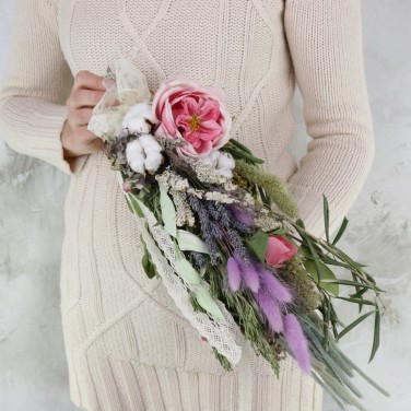 Веник из хлопка, лаванды и сухоцветов