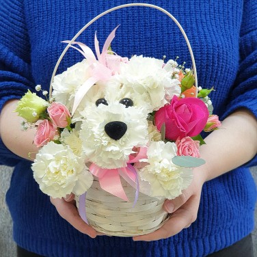 Цветочная корзина Щенок Татошка
