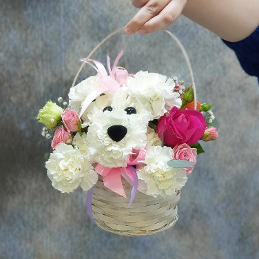 Цветочная корзина Щенок Татошка