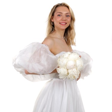 Свадебный букет круглый из пионов