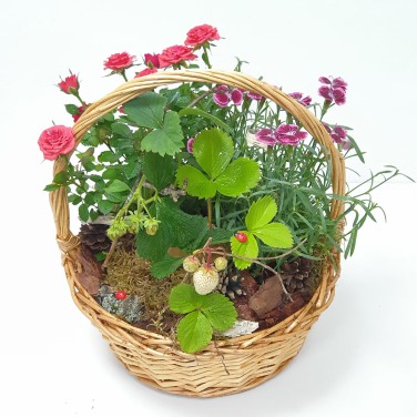 Земляничная поляна композиция в корзине