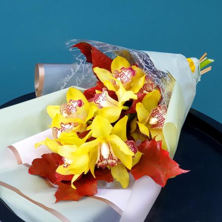 Желтая орхидея в упаковке