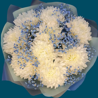 Букет из белых крупных хризантем