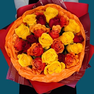 Солнце в зените моно-букет из роз