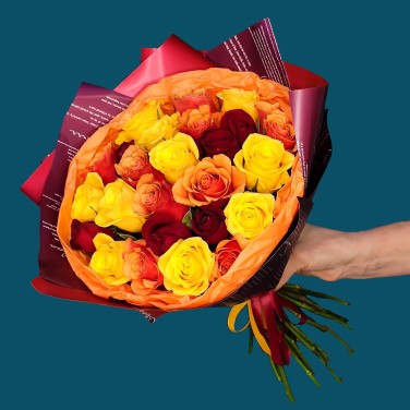 Солнце в зените моно-букет из роз