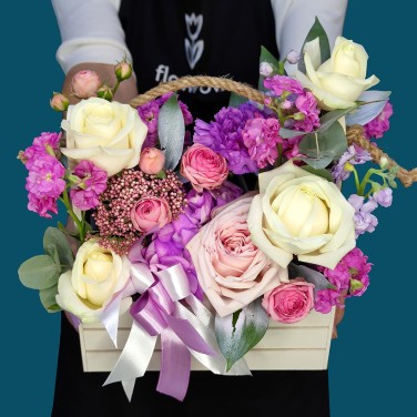 Ящик с розами Светлое утро