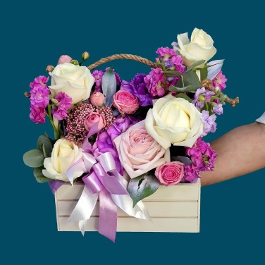 Ящик с розами Светлое утро