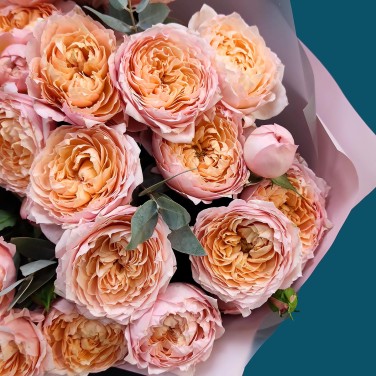Персиковая Мия букет пионовидных роз