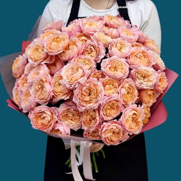 15 пионовидных кустовых роз Джульетта