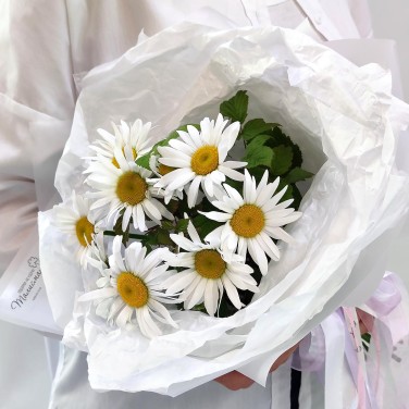 Беззаботность букет крупных ромашек