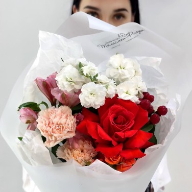 Пылающий взор букет с французской розой