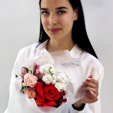 Пылающий взор букет с французской розой