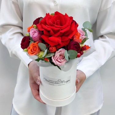 Перо жар-птицы коробка с яркой розой