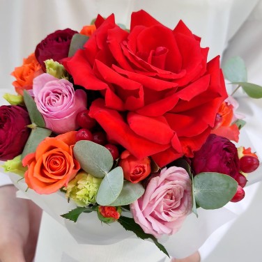 Перо жар-птицы коробка с яркой розой