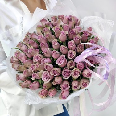 Лавандовые сны монобукет из 75 розы