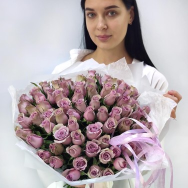 Лавандовые сны монобукет из 75 розы