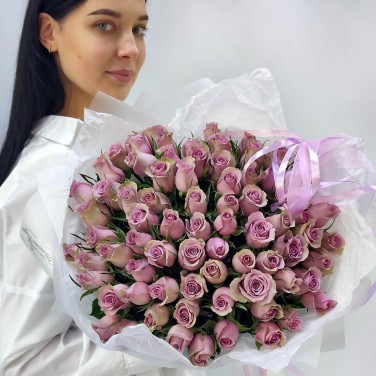 Лавандовые сны монобукет из 75 розы