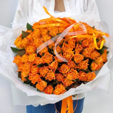 Рыжее солнце - 101 роз в монобукете