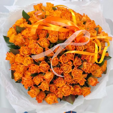 Рыжее солнце - 101 роз в монобукете