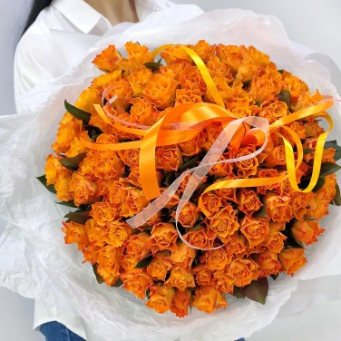 Рыжее солнце - 101 роз в монобукете