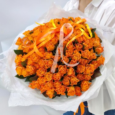 Рыжее солнце - 101 роз в монобукете