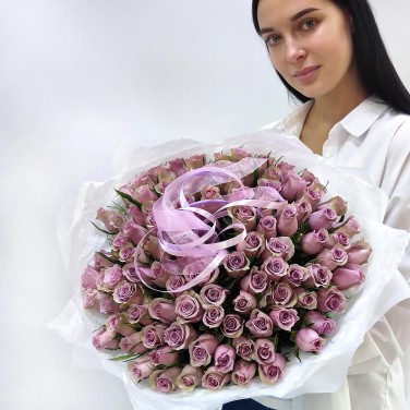 Лавандовые сны монобукет из 101 розы